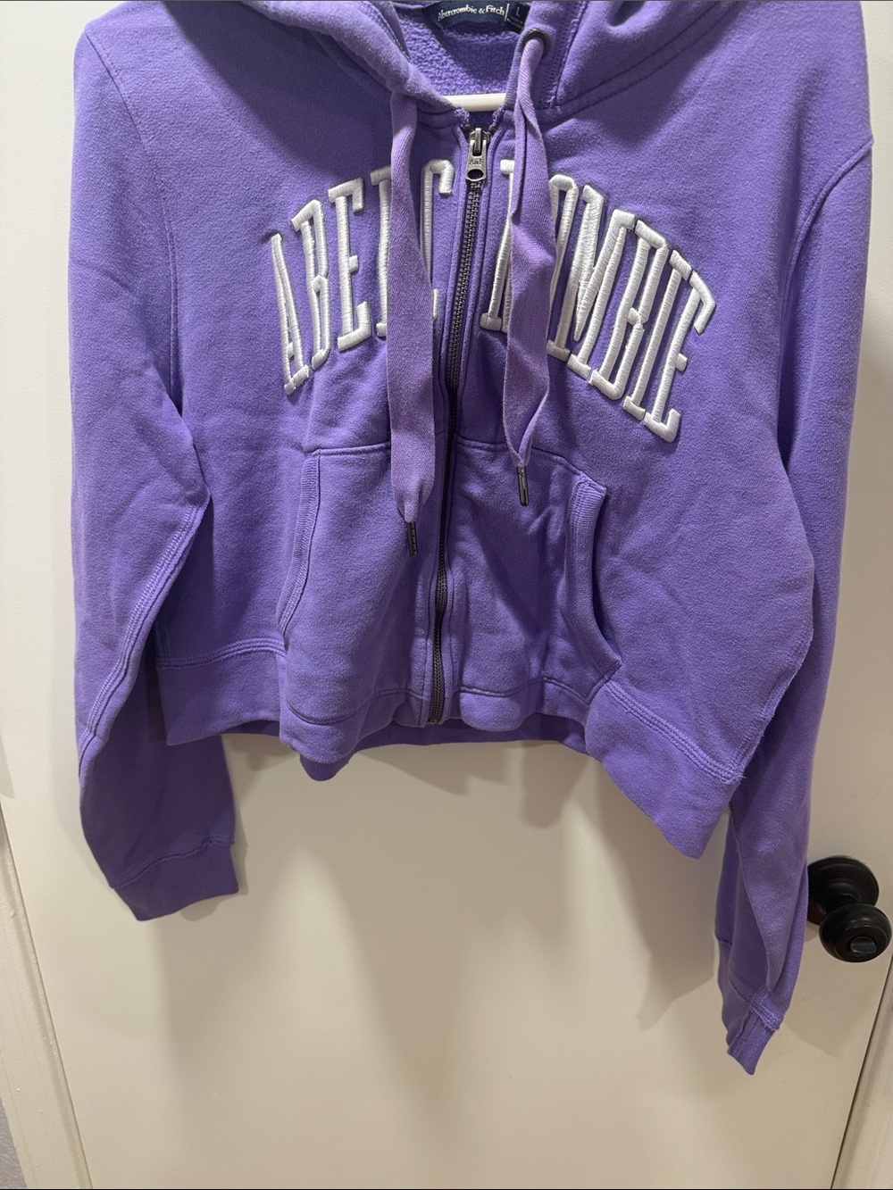 Abercrombie & Fitch Purple Zip Front Hoodie with White Logo - Picture 4 of 7